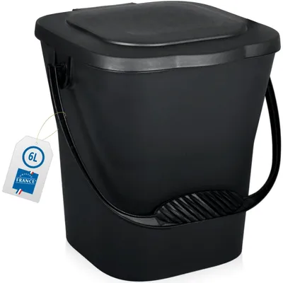 Produktbild von Biomülleimer 6L Komposteimer mit Deckel und Henkel Küche Biomüll Kompost Behälter Grau
