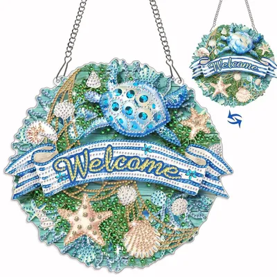Immagine prodotto di Kit per Diamond Art 5D, dipinto a mosaico con diamanti, decorazione da appendere a forma di tartaruga marina, fai da te, 24x24 cm, set da 2