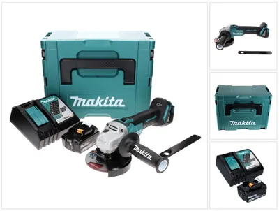 Obrázek produktu pro Makita DGA 506 RM1J Akumulátorová úhlová bruska 18 V 125 mm bez kartáčů + 1x akumulátor 4,0 Ah + nabíječka + Makpac