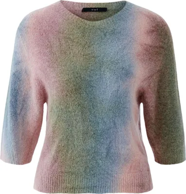 Produktbild von Oui Pullover Dip Dye verkürzt Rundhals 3/4 Ärmel khaki-rot Größe 40