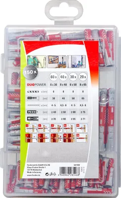 Obrázok produktu pre fischer 541108 - zátky - autoklávovaný pórobetón - murovacie tehly - betón - sadrokartónové tvárnice - sadrovláknité dosky - sadrokartónové dosky - plast - 150 ks - krabica (541108)