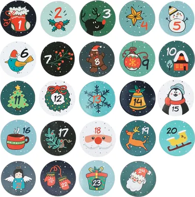 Produktbild von Oblique Unique 24 Adventskalender Sticker Zahlen Aufkleber Weihnachten Basteln Weihnachtsdeko - Winter Motive