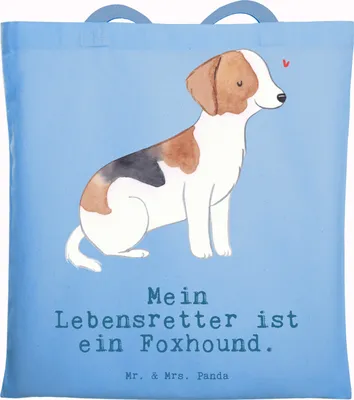 Produktbild von Mr. & Mrs. Panda Uni Tasche Foxhound Lebensretter - Sky Blue - Geschenk, Schultasche, Shopping, Jutebeutel, Jagdhund, Tote Bag, Einkaufstasche, Laufhund