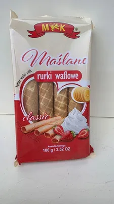 Zdjęcie produktu dla Maślane rurki waflowe duże 100g MK