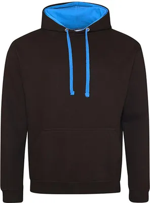 Produktbild von Just Hoods JH003 | Varsity Herren Hoodie / Kaputzenpullover - Farbe: Jet Black/Sapphire Blue - Größe: M