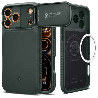 Obrázok produktu pre Spigen Optik Armor (MagFit), Ochranný obal, Apple, iPhone 17 Pro, 16 cm (6.3"), Tmavo zelená