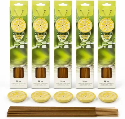 Räucherstäbchen Citronella 100 Stück + 5 Keramikhalter 25 cm
