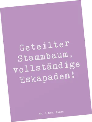 Produktbild von Mr. & Mrs. Panda Postkarte Spruch Halbbruder Eskapaden - Lavendeltraum - Geschenk, Familienmitglieder, Fotokarte, einzigartige Designs, Geschwister, Geburtstage, Familie