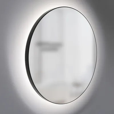Produktbild von Badspiegel mit Beleuchtung Rund TALOS LED CESA Shine in matt Schwarz Ø60 cm - umlaufendes hinterleuchtetes Raumlicht in Neutralweiß - feuchtraumgeeignet durch Aluminiumrahmen