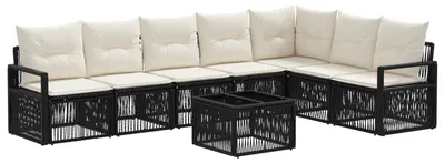 Immagine prodotto di vidaXL Set di divani da giardino 8 pezzi in polirattan nero