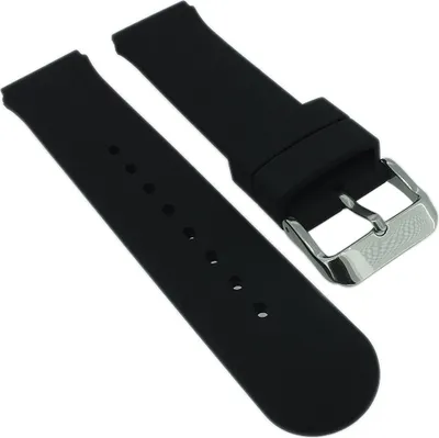 Produktbild von Minott > Uhrenarmband Silikon schwarz weich > Dornschließe silbern, Stegbreite:20mm, Schließe:Silbern