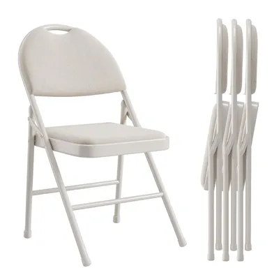 Produktbild von 4er-Set Klappstuhl gepolstert, bis 158 kg belastbar, platzsparend & stabil, Beige