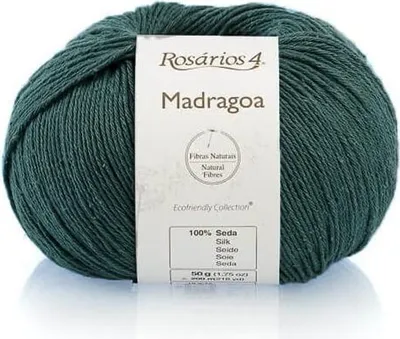 Produktbild von Rosarios 4 Madragoa Seidengarn, 100% Seide, 50g, Olivgrün, perfekt für Sommerprojekte