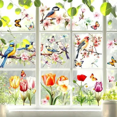 Image de Film décoratif pour fenêtres de Carême, 36 pièces, décoration réutilisable pour enfants