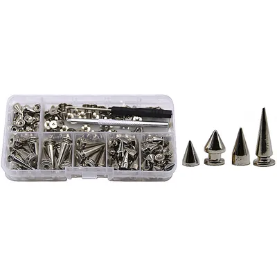 Produktbild von 80-Sets Punk Nieten, Metall Kegel Spikes Niete für DIY Taschen Kleidung Leder Handwerk, Silber