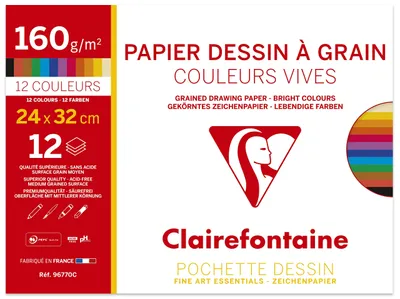 Obrázok produktu pre Clairefontaine 96770C, Umelecký papier, 160 g/m², 12 listy
