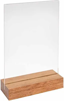 Produktbild von Doppelseitiger Tischkartenhalter DIN A5 Hoch mit Fuß aus dunklem Bambus / Werbeaufsteller / Menükartenhalter / Bildhalter / Tischaufsteller / Holz / Gastronomie - Zeigis®