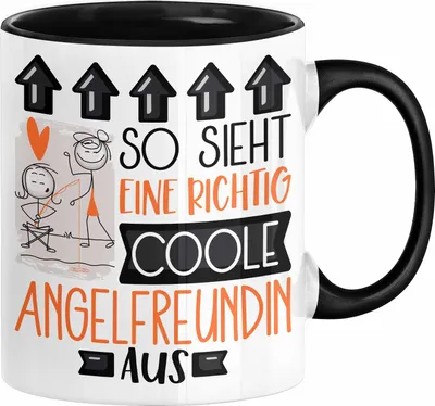 Produktbild von Angelfreundin Geschenk Tasse Lustig Geschenkidee für Angelfreundin Geburtstag So Sieht Eine Richtig Coole Angelfreundin Aus Frauen Spruch Anglerin (Schwarz)