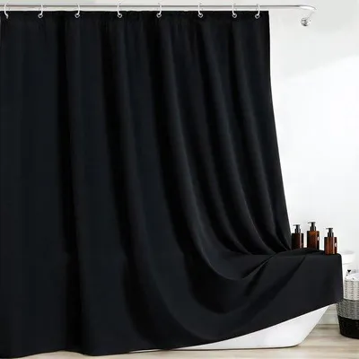 Produktbild von Duschvorhang 200 x 200 cm - schwarz, Polyester - schimmelresistent und waschbar - praktisch für das Badezimmer - m-winkel