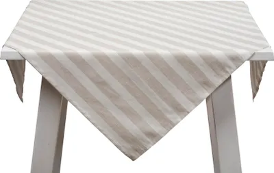 Produktbild von Pichler gewebter Streifen gestreift Mitteldecke 1er Set 100 x 100 cm NICLAS Rechteck weiß , schmal gesäumt