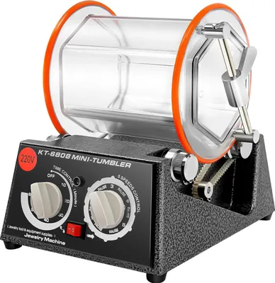 Produktbild von Rotierende Poliermaschine für Schmuck - Trommelpolierer - 60 W - 220 V - 500–3000 U/min (5 Stufen) - Timer 0–60 Min - Inkl. extra Polierkugeln