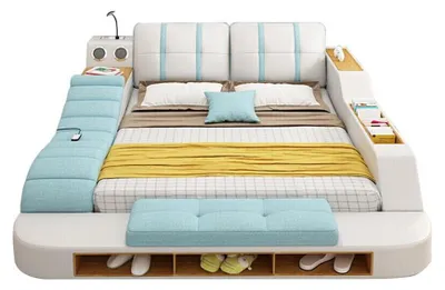 Produktbild von Multifunktionales Bett Moderner Stil Weiße Farbe Holzrahmen Weich