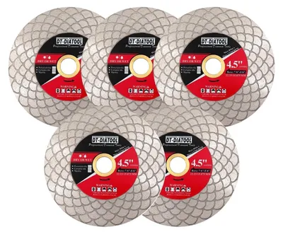 Productafbeelding van Diamantzaagschijf 115mm, 5 stuks, dubbelzijdig, voor porselein, keramiek, marmer, randafwerking, 25mm asgat