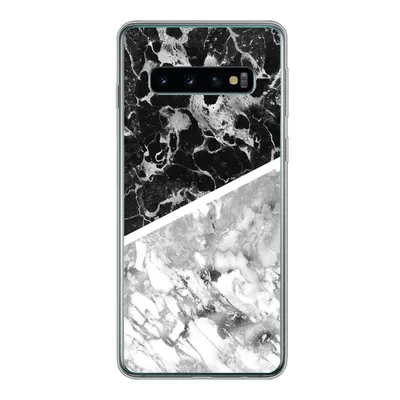 Produktbild von MuchoWow® Handyhülle Schutzhülle Hülle für Samsung Galaxy S10 Marmor - Schwarz - Weiß - Luxus Silikon Softcase Handy Hülle - Handytasche