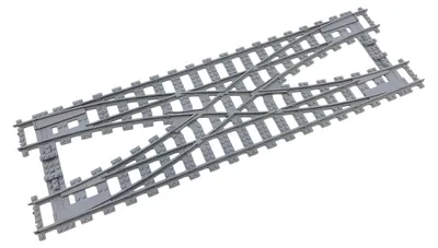 Produktbild von Trixbrix Doppel-Gleiswechsel R104 – Schienen kompatibel mit LEGO® City Eisenbahn und Zug, Zubehör für Klemmbausteine