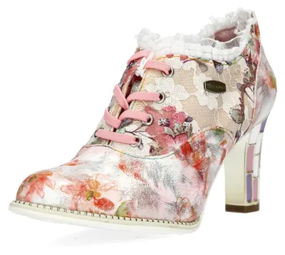 Produktbild von Laura Vita Damen Schnürpumps mit Rüschen und floraler Spitze Alcbaneo 14, Größe:40 EU, Farbe:Rot