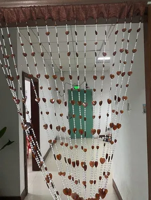 Produktbild von ZiDeTang Acryl-Perlen-Vorhang für Türen, Wohnaccessoire, Quaste, Raumteiler, Vorhang (100 cm x 195 cm, herzförmig, braun)