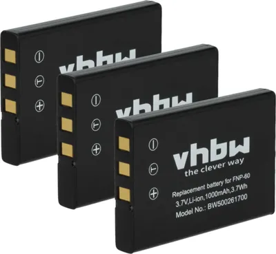 Produktbild von vhbw 3x Akku kompatibel mit Digilife DDV-9000, DDV-A7000, DDV-C511, DDV-D7A, DDV-D7B, DDV-DL11M, DDV-H10, DDV-H10Z Kamera (1000 mAh, 3,6 V, Li-Ion)