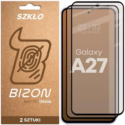 Produktbild von Mattes Hartglas für Galaxy A27 5G, Bizon Glass Matte Duo, Schwarzer Rahmen, 2 Stück