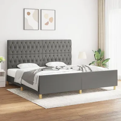 Image de Maison Exclusive - Lit avec tête de lit gris foncé 200 x 200 cm, tissu