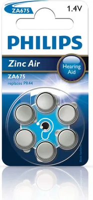 Obrázok produktu pre Philips Minicells ZA675B6A/00, Batéria na jedno použitie, Zinko-vzdušný, 1,4 V, 6 kusov, 630 mAh, Cd (kadmium), Hg (ortuť)