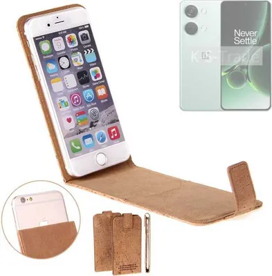 Produktbild von K-S-Trade Handyhülle kompatibel mit OnePlus Nord 3 5G Kork Hülle Flipstyle Case Schutzhülle Kork Case Hülle Flip cover Klapphülle Klapp, braun 1x