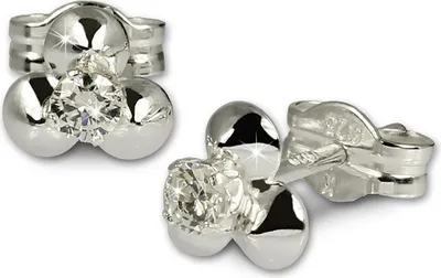 Image de SilberDream Boucles d'oreilles pour femmes 925 argent blanc Fleurs 6mm SDO530W