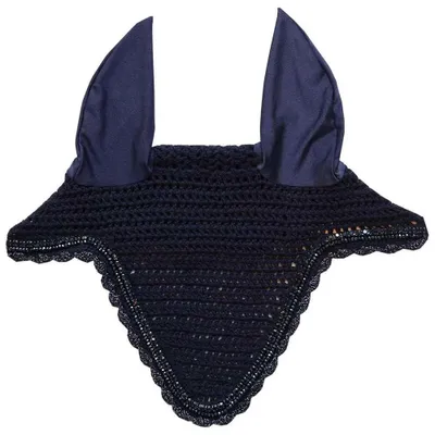 Produktbild von Kentucky Horsewear Fliegenmütze Lang Stone & Pearl Fliegenhaube Dunkelblau Full