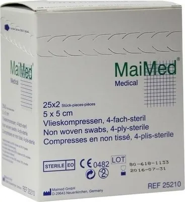 Obrázek produktu pro MaiMed netkané obklady sterilní 4vrstvé 50 kusů 5 x 5 cm