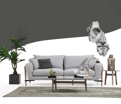Zdjęcie produktu dla Trzyosobowa sofa 3-osobowa z tkaniny nowoczesna sofa do salonu szara
