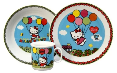 Produktbild von Hello Kitty Kinder-Essgeschirr, blau, Thun, 591018, 3 Teile