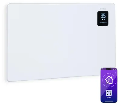 Image de Klarstein Radiateur Electrique Smart à Faible Consommation d'Energie, 1500W Chauffage Electrique d'Intérieur avec Thermostat, Chauffage d'Appoint Portable avec Roulettes, Radiateurs Mural Silencieux