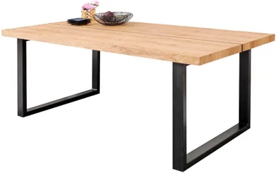 Image de Table de salle à manger Pieds en métal Table Bois naturel Nouveau Loft Meubles Tables Aménagement