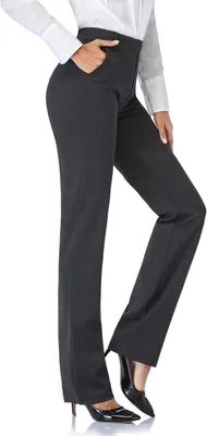 Productafbeelding van Dames geklede broek van elastische stof met twee zijzakken en rechte pijpen