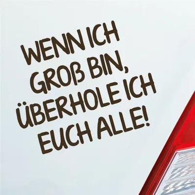 Produktbild von Auto Aufkleber Wenn ich groß bin, überhole ich euch alle! 12x9 cm Braun Sticker Heckscheibenaufkleber