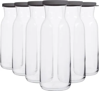 Produktbild von LAV Fonte Glaskaraffen – 1,2 l – grauer Deckel – 6 Stück