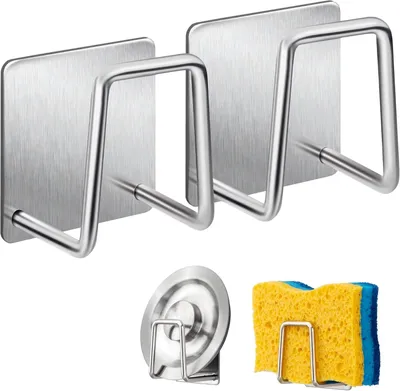 Produktbild von Selbstklebender Schwammhalter – Edelstahl 304, 2 Stück, silber