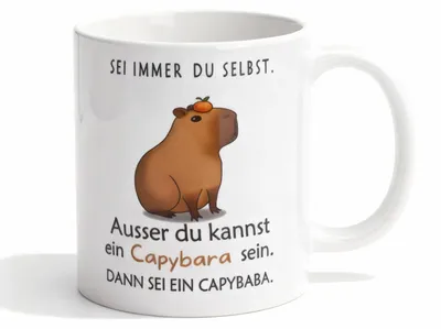 Capybara-Tasse, Kaffeetasse mit Spruch, 1 Stück, Keramik, 9,5 cm hoch