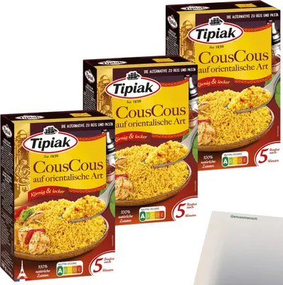 Produktbild von Tipiak CousCous auf orientalische Art 3er Pack (3x510g Packung) + usy Block