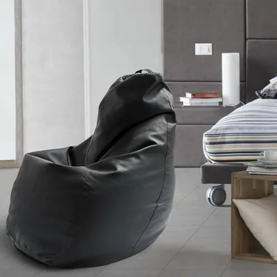 Produktbild von Puff Dabbew, Puff-Tasche, 100% Italy, Sitzsack aus Kunstleder, Cm 70x70h110, Schwarz